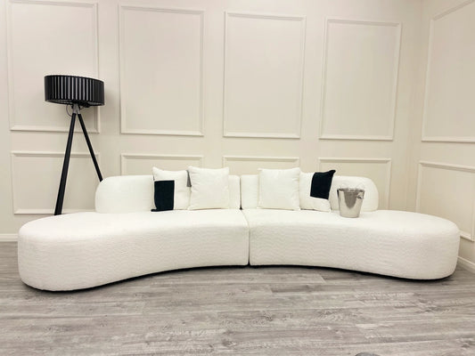 Miami Curved Cinema Sofa in White Boulce