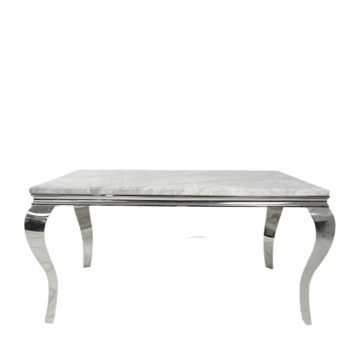 Lous 1.5 grey dining table  and 4 Emma chairs in Grey plush velvet